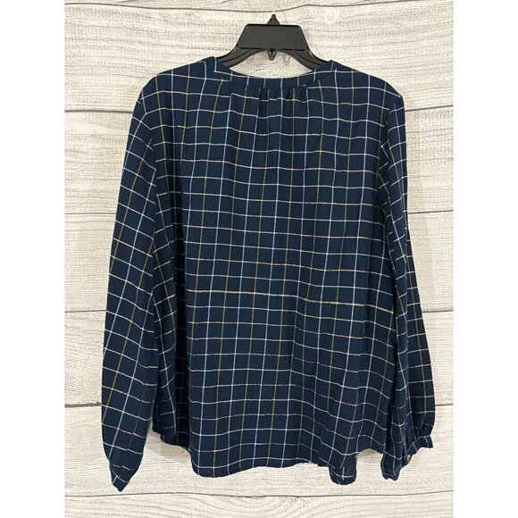 Sonoma Plaid Button-Up Blouse With Ruffle Details Size XL - Picture 3 of 3